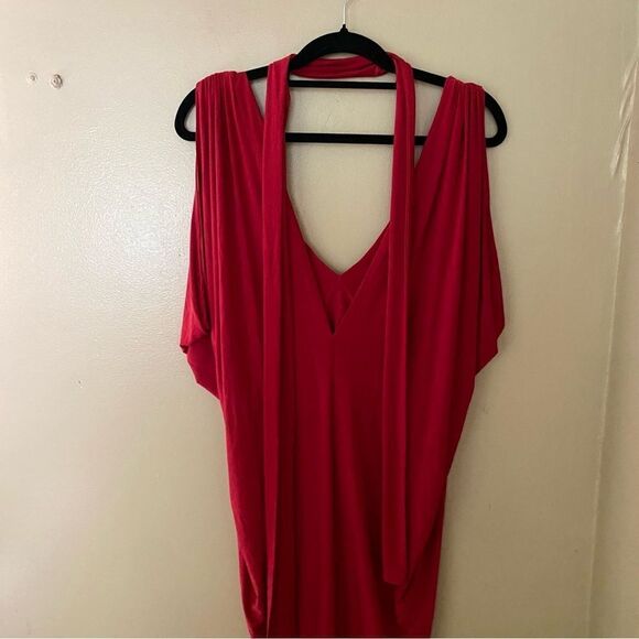 MISA Los Angeles Xenia Dress red jersey draped tie maxi Revolve $330 Sz S - Picture 10 of 11